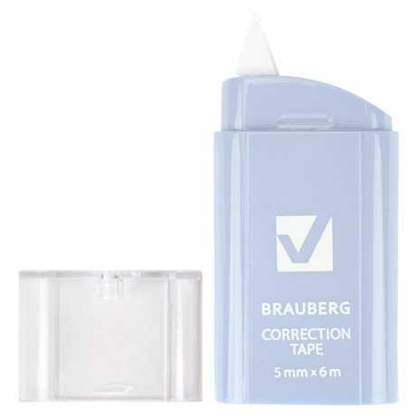 Нарушена упаковка!  <757610> Корректирующая лента BRAUBERG COMPACT PASTEL, 5 мм х 6 м, корпус ассорти, блистер, 272495