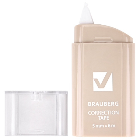 Нарушена упаковка!  <757610> Корректирующая лента BRAUBERG COMPACT PASTEL, 5 мм х 6 м, корпус ассорти, блистер, 272495
