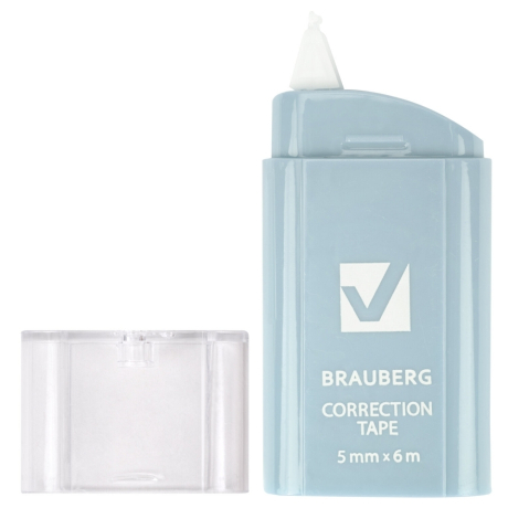 Нарушена упаковка!  <757610> Корректирующая лента BRAUBERG COMPACT PASTEL, 5 мм х 6 м, корпус ассорти, блистер, 272495