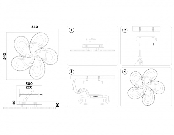 Потолочный светодиодный светильник с пультом Ambrella light ACRYLICA FA1703 