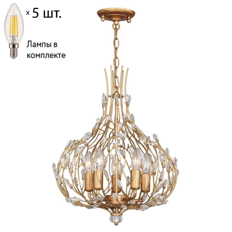 Подвесная люстра с лампочками Favourite Batun 2020-5P+Lamps E14 Свеча 