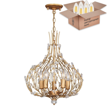 Подвесная люстра с лампочками Favourite Batun 2020-5P+Lamps E14 Свеча 
