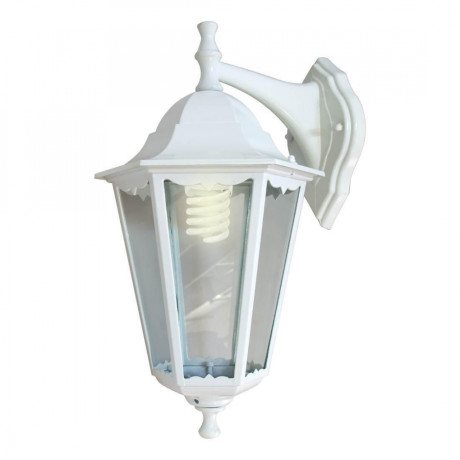 Светильник садово-парковый Feron 6102/PL6102 шестигранный на стену вниз 60W E27 230V, белый 11053