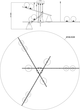 Люстра на штанге Arte lamp JACOB с Алисой A7029PL-9BK-A 