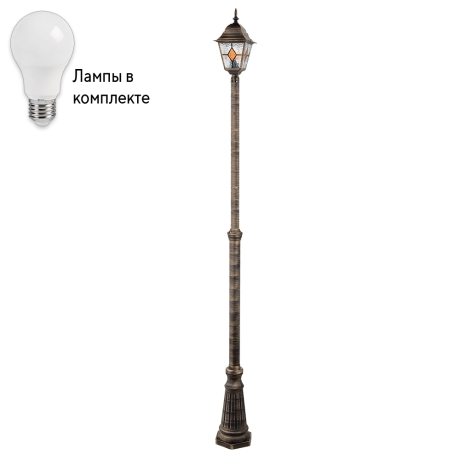 Уличный столб с лампочкой Arte lamp A1542PA-1BN+Lamps