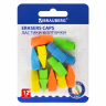 Нарушена упаковка!  <796063> Ластики-колпачки BRAUBERG "Eraser Caps", НАБОР 12 ШТУК, яркие цвета ассорти, блистер, 271994