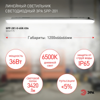 Линейный светодиодный светильник Эра SPP-201-0-65K-036 (Б0047175)