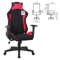 Кресло компьютерное BRABIX "GT Racer GM-101", подушка, ткань, черное/красное, 531820 (531820)