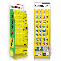 Стойка для размещения товара напольная SONNEN, 205x60x50 см, 32 крючка, 2 полки, металл, 504995 (504995)