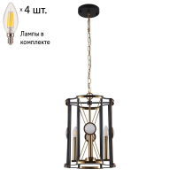 Подвесная люстра Crystal Lux с лампочками Tandem SP4 D410 GOLD+Lamps E14 Свеча