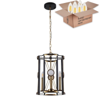 Подвесная люстра Crystal Lux с лампочками Tandem SP4 D410 GOLD+Lamps E14 Свеча