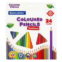 Карандаши цветные BRAUBERG PREMIUM, 24 цвета, трехгранные, грифель 3,3 мм, 181653 (181653)
