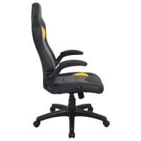 Кресло компьютерное BRABIX "Skill GM-005", откидные подлокотники, экокожа, черное/желтое, 532494 (532494)