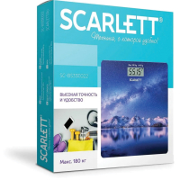 Весы напольные SCARLETT SC-BS33E022, электронные, вес до 180 кг, квадратные, стекло, звездное небо (457198)
