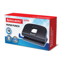 Дырокол BRAUBERG "Extra", до 10 листов, черный, 229090 (229090)