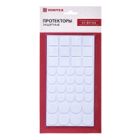 Протекторы защитные из фетра белые, в ассортименте Ø 20mm, Ø27mm, 24*24mm, VORTEX 26011