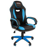 Кресло компьютерное BRABIX "Blaze GM-162", TW/экокожа, черное/голубое, 532578, 7083506 (532578)
