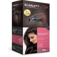 Фен SCARLETT SC-HD70I38, 2000 Вт, 2 скорости, 3 температурных режима, ионизация, черный/бордовый (457205)