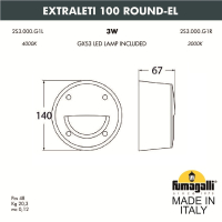 Светильник для подсветки лестниц накладной Fumagalli EXTRALETI 100 Round-EL 2S3.000.000.AYG1L