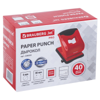 Дырокол BRAUBERG "JET PRO", до 40 листов, красно-черный, 228603 (228603)