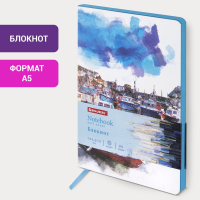 Блокнот А5 (143x210 мм), BRAUBERG VISTA "Bay of joy", под кожу, гибкий, 80 л., 112086 (112086)