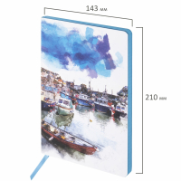 Блокнот А5 (143x210 мм), BRAUBERG VISTA "Bay of joy", под кожу, гибкий, 80 л., 112086 (112086)