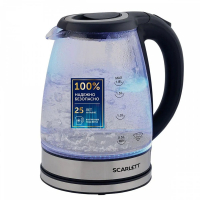 Чайник SCARLETT SC-EK27G88, 1,8 л, 1800 Вт, закрытый нагревательный элемент, стекло, черный (457207)