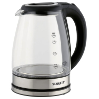 Чайник SCARLETT SC-EK27G88, 1,8 л, 1800 Вт, закрытый нагревательный элемент, стекло, черный (457207)
