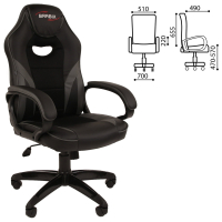 Кресло компьютерное BRABIX "Accent GM-161", TW/экокожа, черное/серое, 532576, 7083504 (532576)