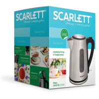 Чайник SCARLETT SC-EK21S13, 1,7 л, 2200 Вт, закрытый нагревательный элемент, стальной (457208)