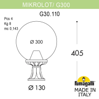G30.110.000.AZE27 Уличный наземный светильник Fumagalli Mikrolot/G300