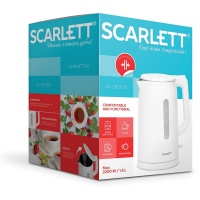 Чайник SCARLETT SC-EK21S31, 1,5 л, 2200 Вт, закрытый нагревательный элемент, двойные стенки, белый (457209)