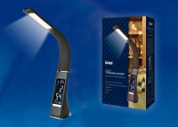 Сенсорная настольная лампа с диммером и часами Uniel TLD-542 Black-LED-300Lm-5000K-Dimmer (UL-00001816)