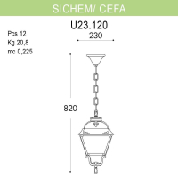 U23.120.000.AXF1R Уличный подвесной светильник Fumagalli Sichem/Cefa