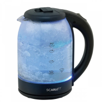 Чайник SCARLETT SC-EK27G90, 1,7 л, 1800 Вт, закрытый нагревательный элемент, стекло, черный (457212)