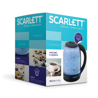 Чайник SCARLETT SC-EK27G90, 1,7 л, 1800 Вт, закрытый нагревательный элемент, стекло, черный (457212)