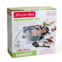 Казан чугунный ''Wok'', с антипригарны мраморным покрытием, 4,5 L Kamille 4807MR