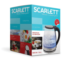 Чайник SCARLETT SC-EK27G35, 1,8 л, 1800 Вт, закрытый нагревательный элемент, стекло, стальной (457214)