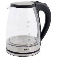 Чайник SCARLETT SC-EK27G35, 1,8 л, 1800 Вт, закрытый нагревательный элемент, стекло, стальной (457214)