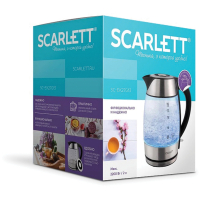 Чайник SCARLETT SC-EK27G13, 2 л, 2200 Вт, закрытый нагревательный элемент, стекло, стальной (457215)