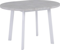 Стол Next круглый раскладной 100-130x100x76,5см, Бетон Лайт, белый Bradex Home RF 0016