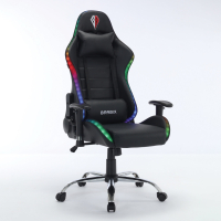 Кресло компьютерное BRABIX "Lumen GM-150 RGB", подсветка, две подушки, экокожа, черное, 532801 (532801)