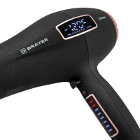 Фен BRAYER BR3001, 2200 Вт, 6 скоростей, 8 температурных режимов, сенсорное управление, серый (456102)