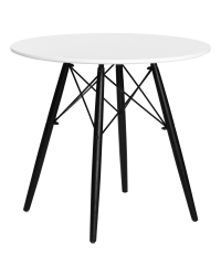 Стол обеденный DOBRIN CHELSEA`80 BLACK (столешница белая, основание черное) (D0000000000000011878)