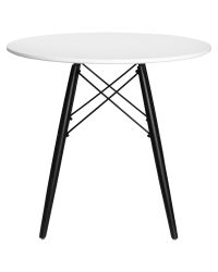 Стол обеденный DOBRIN CHELSEA`80 BLACK (столешница белая, основание черное) (D0000000000000011878)