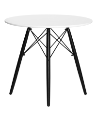 Стол обеденный DOBRIN CHELSEA`80 BLACK (столешница белая, основание черное) (D0000000000000011878)