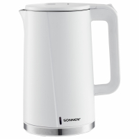 Чайник электрический с двойными стенками SONNEN KT-8718W, 1,7 л, 2200Вт, белый, 454685