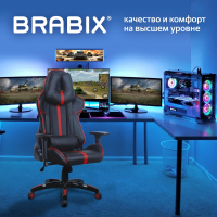 Кресло компьютерное BRABIX "GT Carbon GM-120", две подушки, экокожа, черное/красное, 531931 (531931)