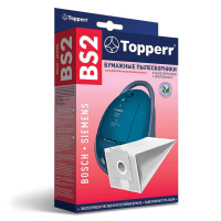 Мешок для пылесоса (пылесборник) бумажный TOPPERR BS2, BOSCH, SIEMENS, КОМПЛЕКТ 5 шт., фильтр, 1001 (456431)