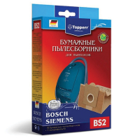 Мешок для пылесоса (пылесборник) бумажный TOPPERR BS2, BOSCH, SIEMENS, КОМПЛЕКТ 5 шт., фильтр, 1001 (456431)